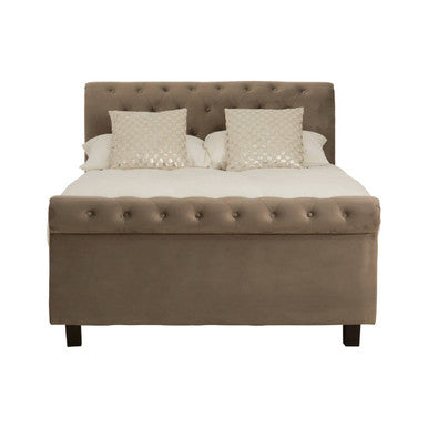 Orlando Grey Velvet Ottoman Sleigh Double Bed