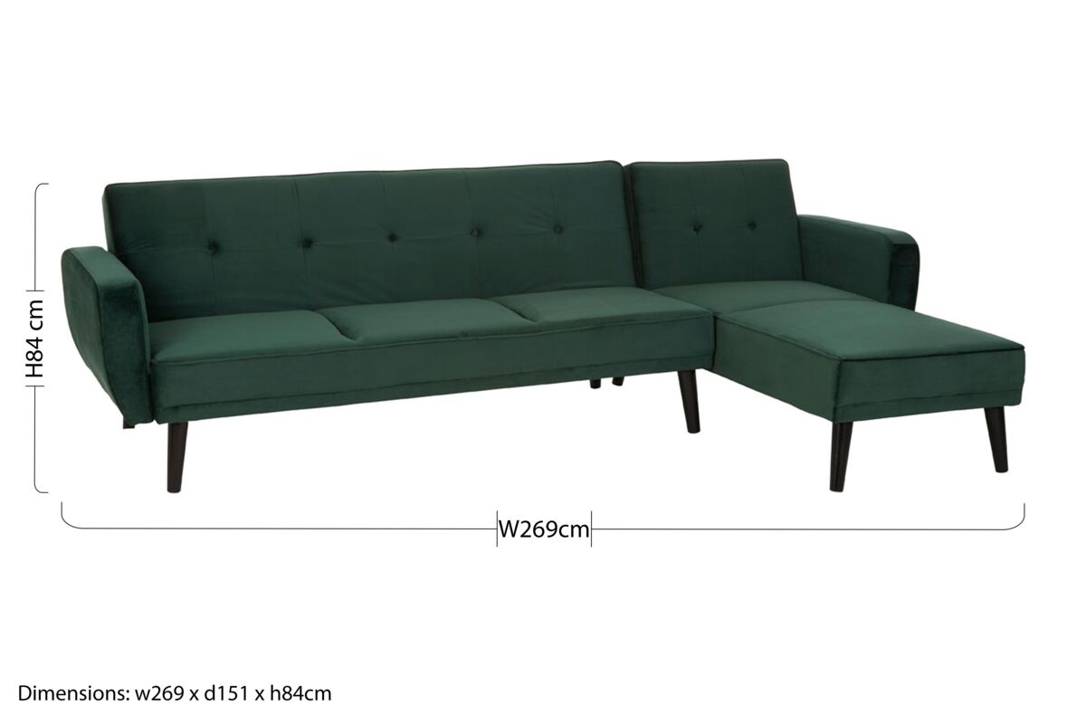 Serene Green Velvet 3 Seater Sofa Bed