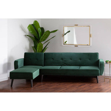 Serene Green Velvet 3 Seater Sofa Bed