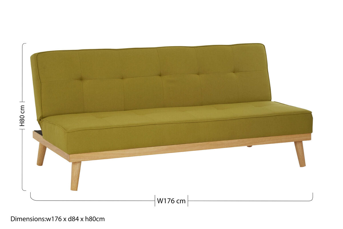 Stockholm Green Linen 3 Seater Sofa Bed