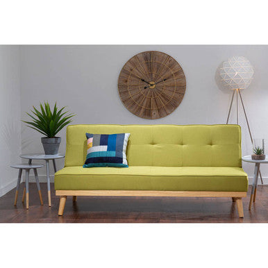 Stockholm Green Linen 3 Seater Sofa Bed
