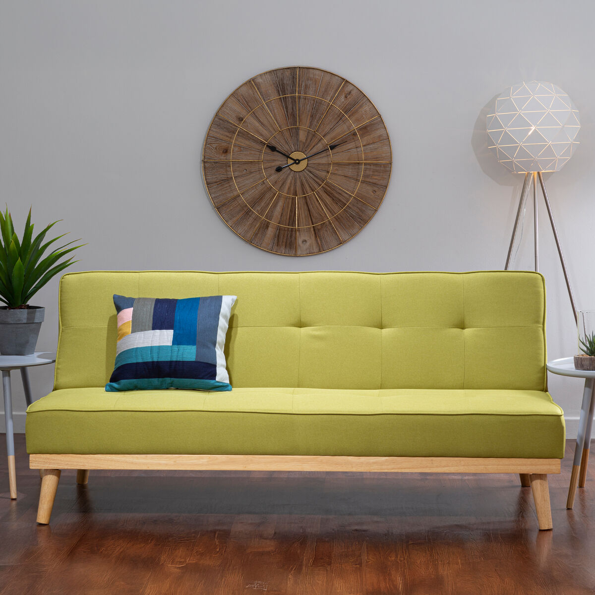 Stockholm Green Linen 3 Seater Sofa Bed