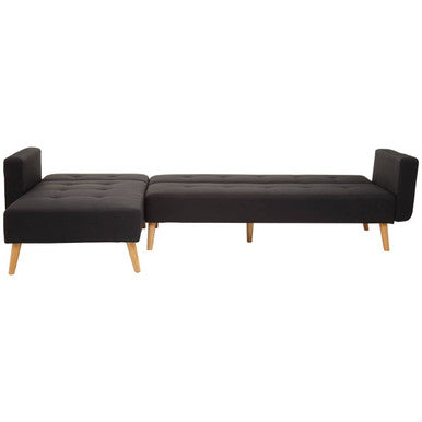 Hansa Hagen Black Linen Corner Sofa Bed
