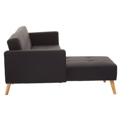 Hansa Hagen Black Linen Corner Sofa Bed