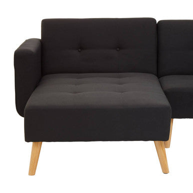 Hansa Hagen Black Linen Corner Sofa Bed