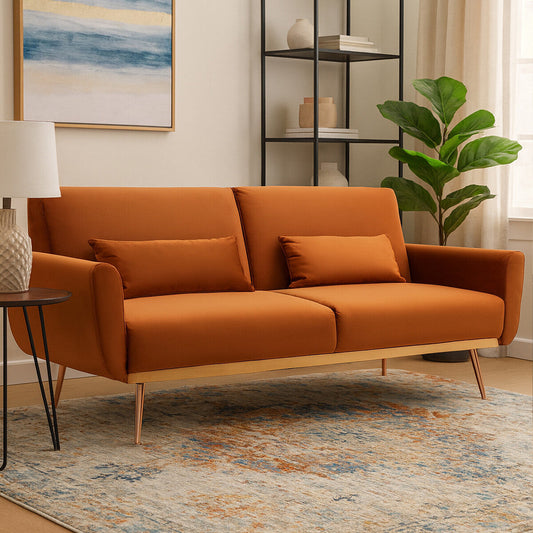 Hatton Burnt Orange Velvet Sofa Bed