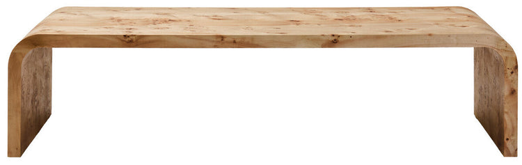 Natural Burl Wood Curved Coffee Table with Smooth Curved Edges | Mota