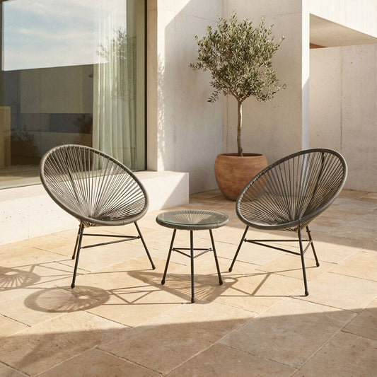 Miami Grey 3 Piece Rattan Patio Set