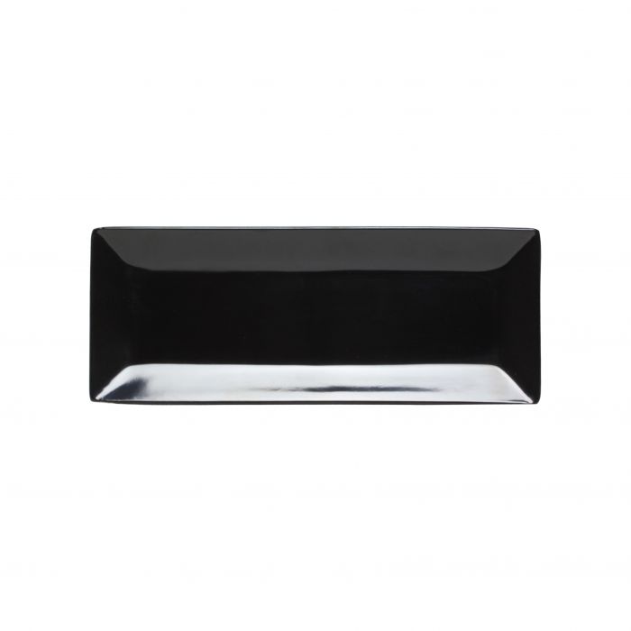 Classic Black Melamine Rectangular Plates - Pack of 12