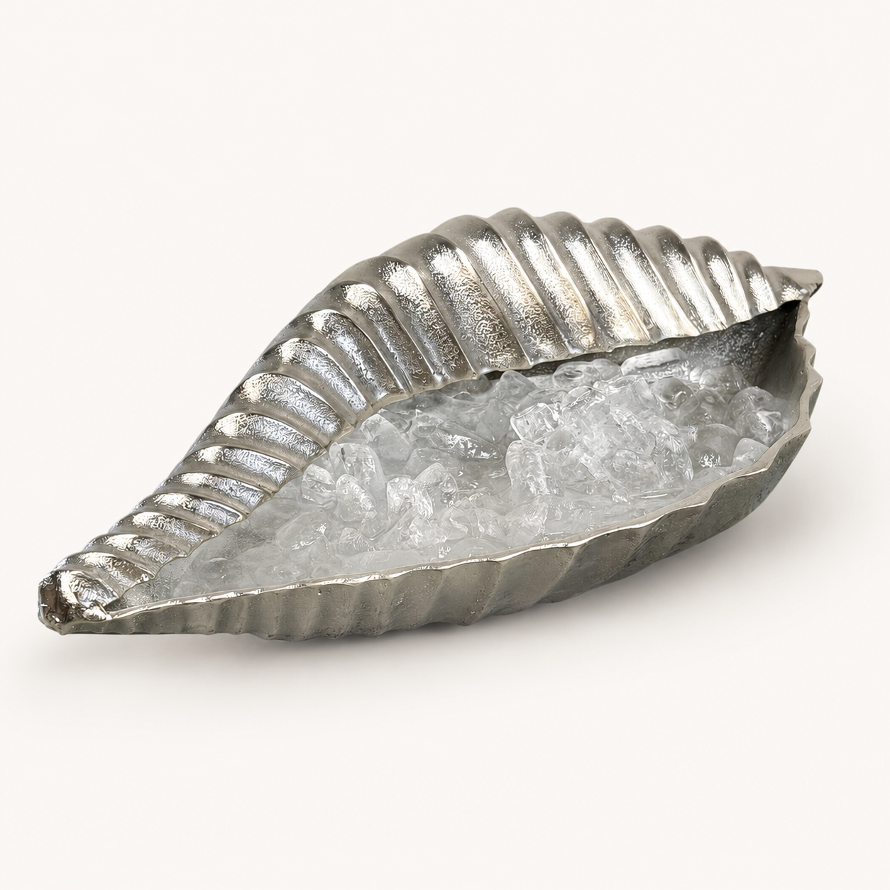 Clam Shell Champagne Ice Bucket & Silver Wine Cooler Bowl