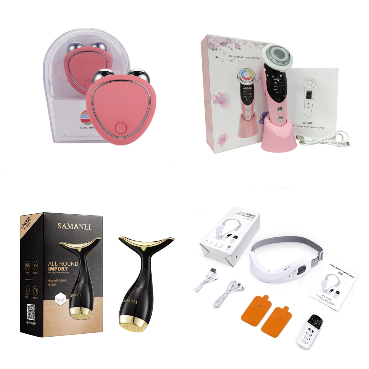 Portable Facial Micro-current Beauty Instrument For Lifting Thinning And Reducing Edema With Double Roller Massager