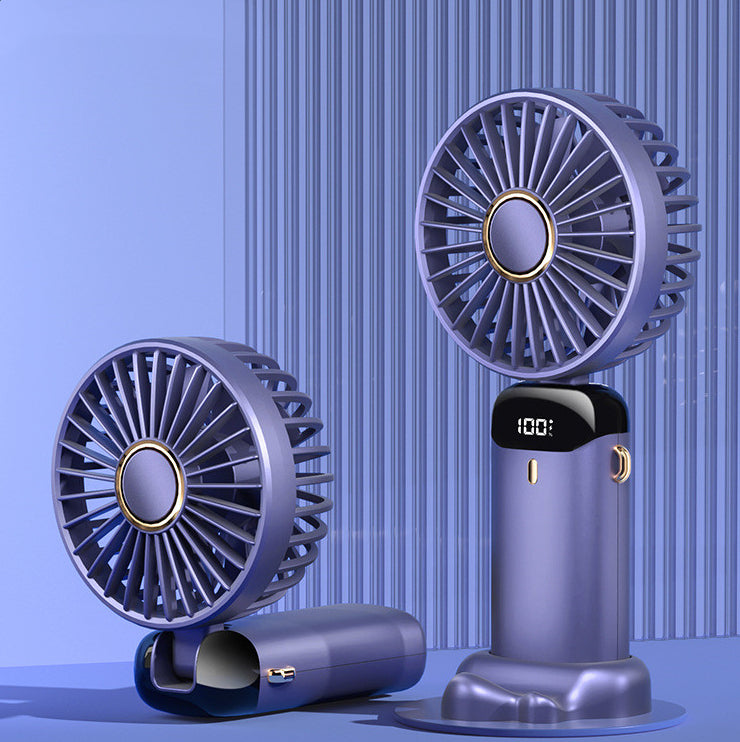 USB Rechargeable Mini Portable Handheld Electric Fan Foldable Neck Hanging Outdoor Fan Adjustable 5 Speed Powerful Air Cooler