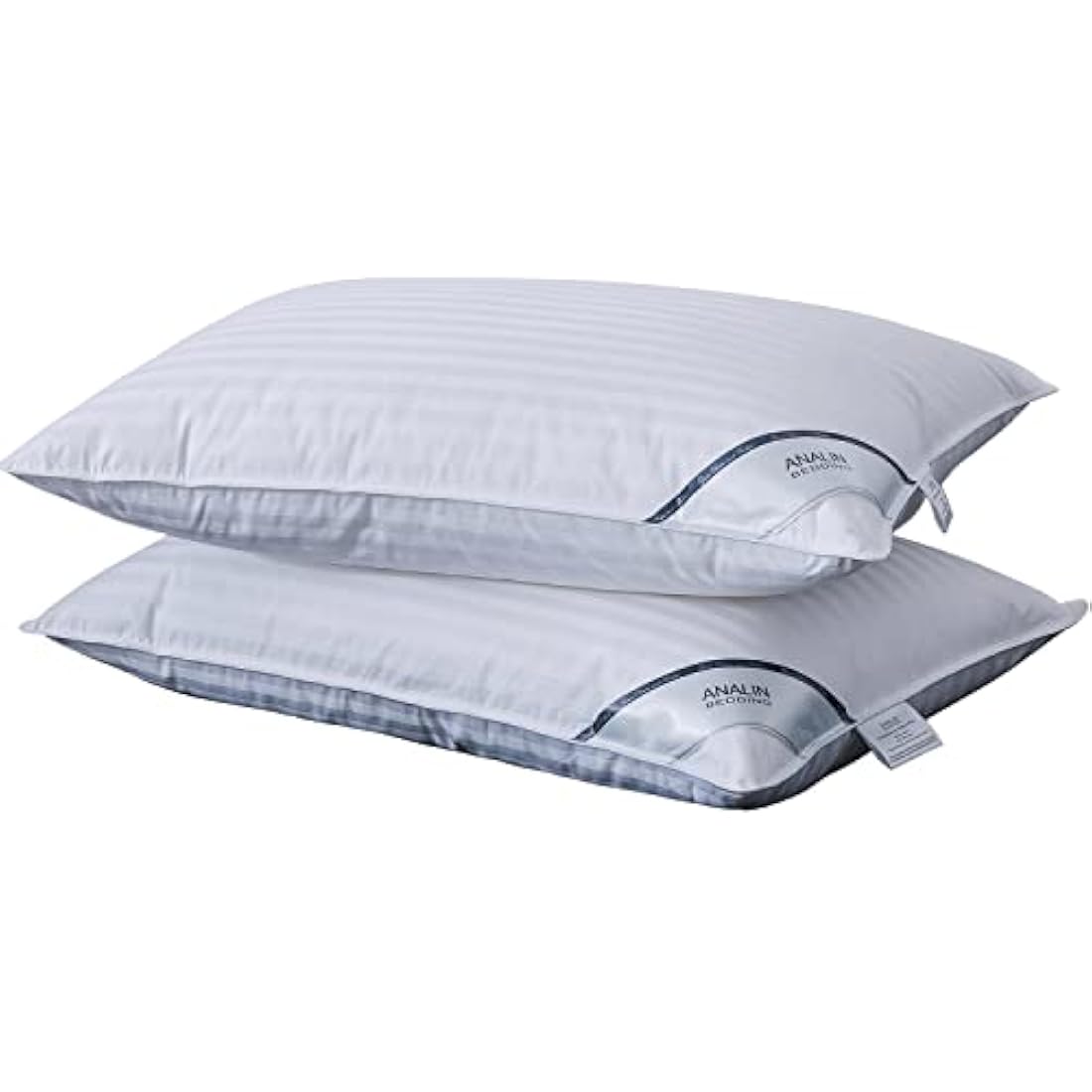 ANALIN 2 pack Goose Feather Down Pillows, 100% Cotton Shell, Non-allergenic & Anti dust mite, Soft Hotel Quality Pillows (50% Goose Down)
