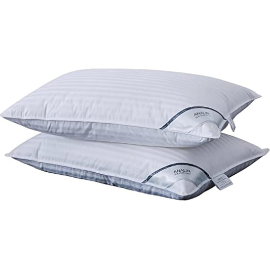 ANALIN 2 pack Goose Feather Down Pillows, 100% Cotton Shell, Non-allergenic & Anti dust mite, Soft Hotel Quality Pillows 50% Goose Down