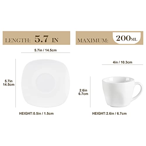 MALACASA, Series Elisa, 12-Piece Ivory White China Porcelain Drinkware Coffee Set with 6-Piece Cups and 6-Piece Saucers, Service for 6
