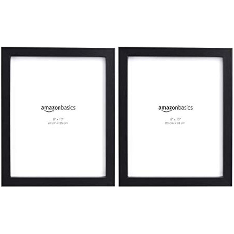 Amazon Basics Rectangular Photo Frame for Tabletop and Wall Display, 2-Pack, Black, 20 cm x 25 cm