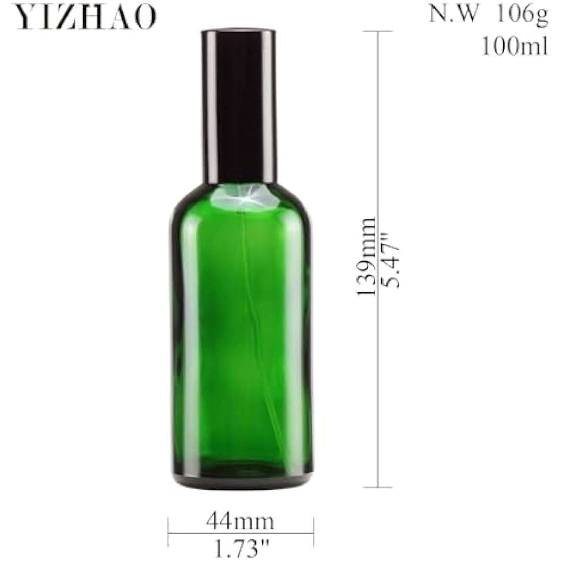 Yizhao 100ml Green Glass Spray Bottle for Essential Oils, Small Empty Fine Mist Spray Bottle, for Cleaning, Aromatherapy, Cosmetic Sprays, Hair –9 Pcs