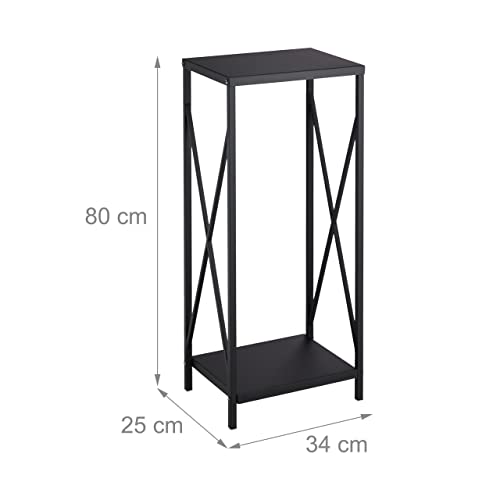 Relaxdays Firewood Storage Stand, Logs Rack for Indoors, Powder-Coated Metal, Wood Shelf, HWD: 80 x 34 x 25 cm, Black, Steel