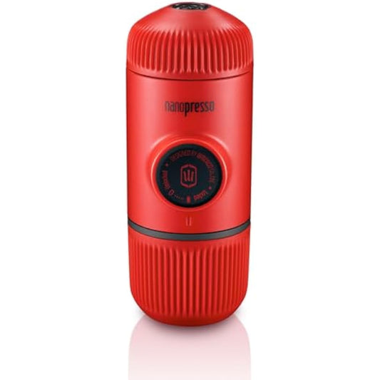 WACACO Nanopresso Portable Espresso Maker, Upgrade Version of Minipresso, 18 Bar Pressure, Red Patrol Edition, Small Travel Coffee Maker, Manually Operated, Compatible with Ground Coffee