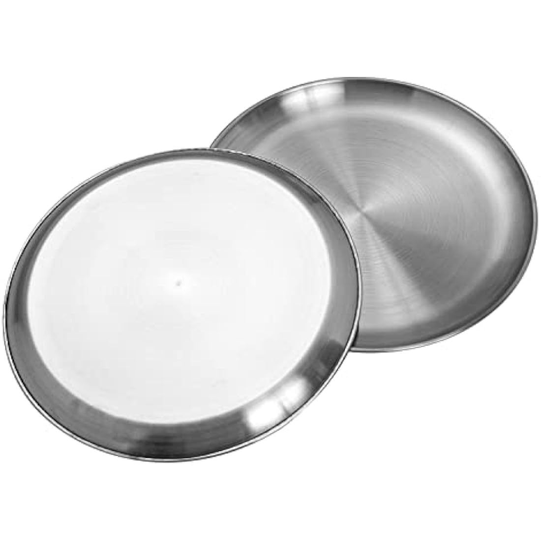 WANBY Stainless Steel Plates 304 Metal Lightweight Steel Plate Unbreakable Dinner Dishes Plates Set Non-Toxin Dishwasher Safe BPA Free and Healthy (10 Pcs)