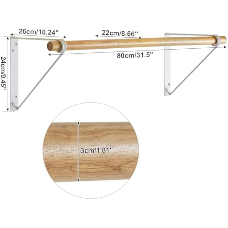 IBUYKE Wall Wardrobe Coat Rack,Wood Wall Mounted Clothes Rail,Hallway Furniture in Industrial Style, Modern Wardrobe Rail，Coat Rack for Entrance, Wall, Door, Bathroom, Bedroom,White TYJ005W-2