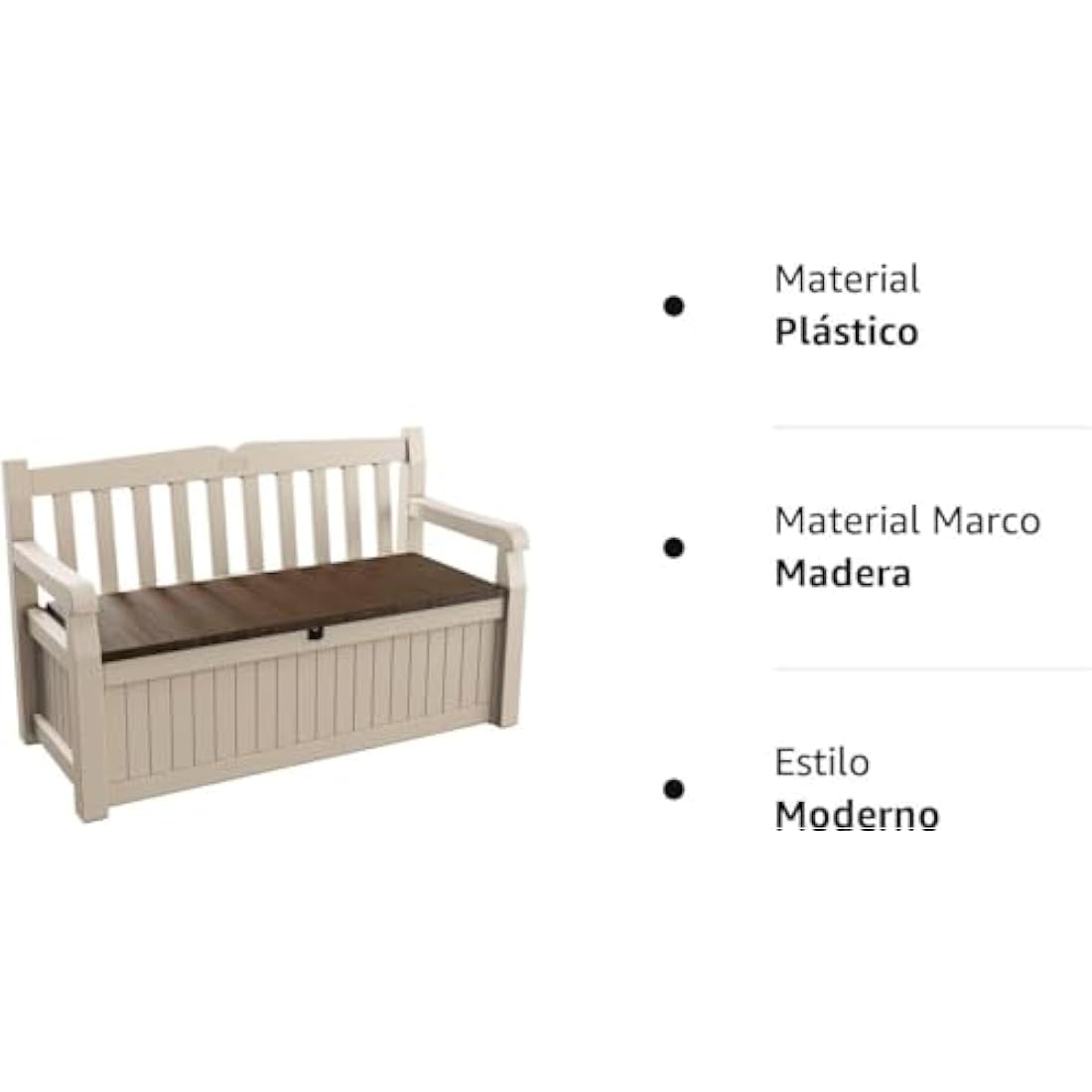 Keter Eden Bench 265L Outdoor 60% recycled Garden Furniture Storage Box Beige & Brown Wood Panel Effect | Fade Free | All Weather Resistant | Safe and Secure | Zero Maintenance | 2 year Warranty