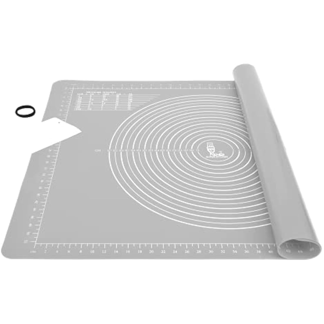 Super Kitchen Nonstick Silicone Baking Pastry Mat with Dough Scraper, Nonslip Kneading Board Mat Fondant Rolling Sheet, Baking Equipment Accessory, Art Craft Mat, Table Placemat (80 x 60 cm, Grey)