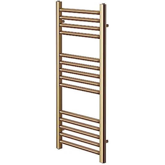 Greened House Brushed Brass Straight Heated Towel Rail 300mm W x 800mm H High Flat Central Heating Towel Radiator