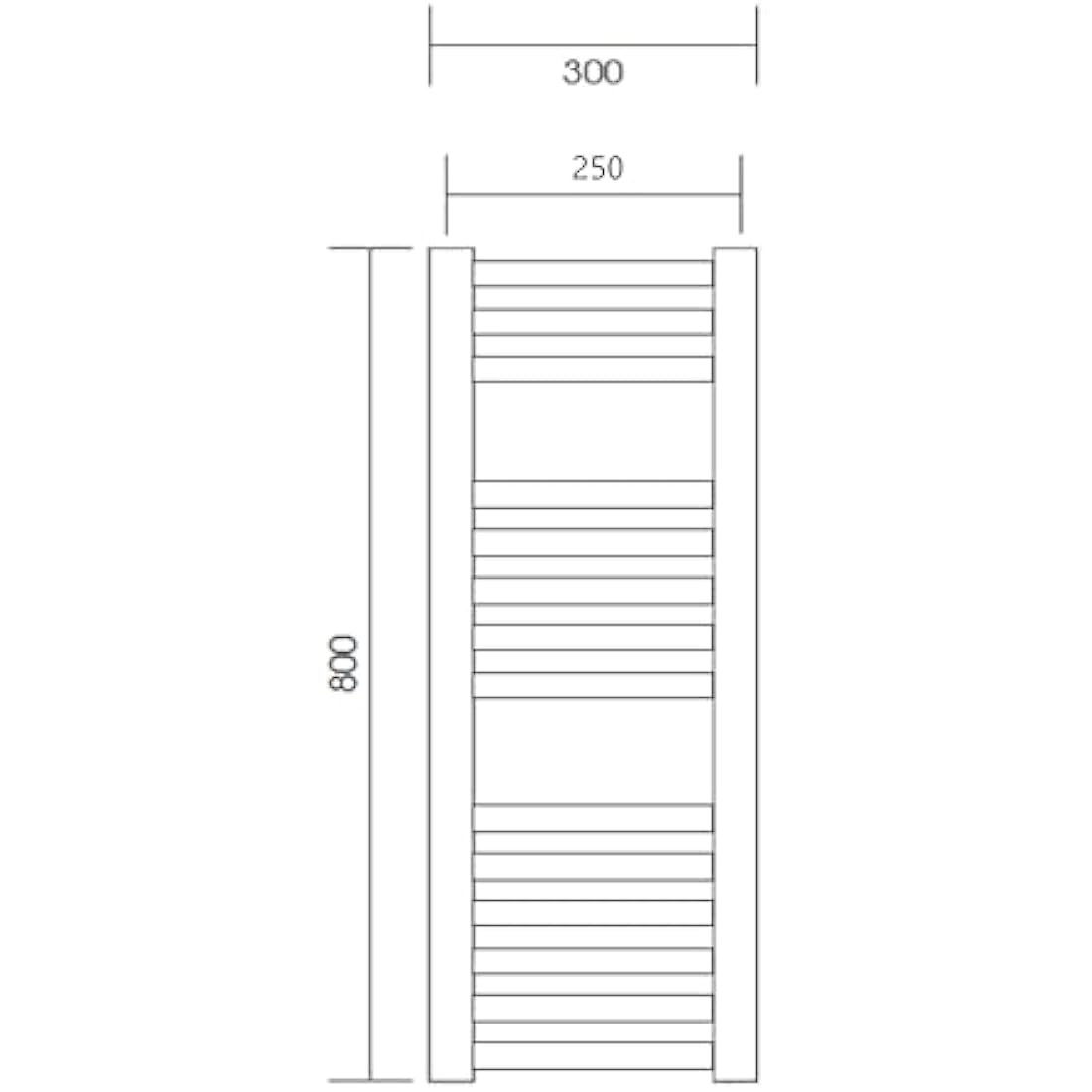 Greened House Brushed Brass Straight Heated Towel Rail 300mm W x 800mm H High Flat Central Heating Towel Radiator