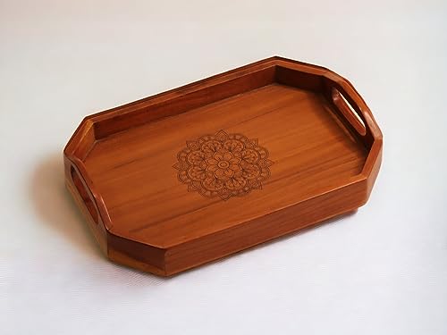 Vesta Homes Acacia Wood Serving Tray for Home/Kitchen/Restaurant/Office Organizer/Dining Table | Premium Serving Trays | 40 x 27 x 8 cm | Handcrafted