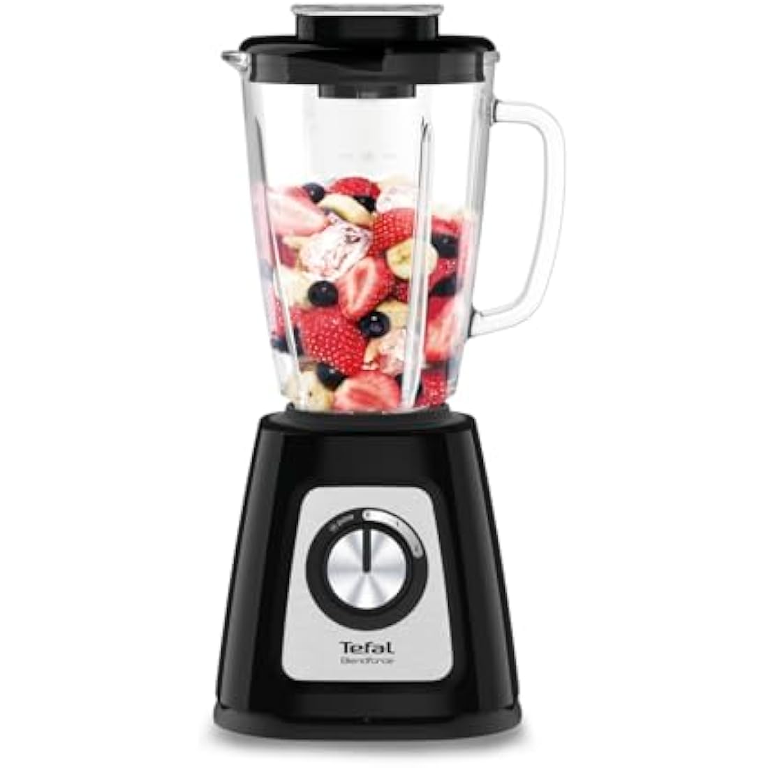 Tefal Blendforce II Blender, 2L Glass Jug, 1.25L Effective Capacity, 800W, 4 Removable Powelix Blades, Smoothie Blender, Ice Crush, 2 Speeds + Pulse Kitchen Blender, Black, BL435840