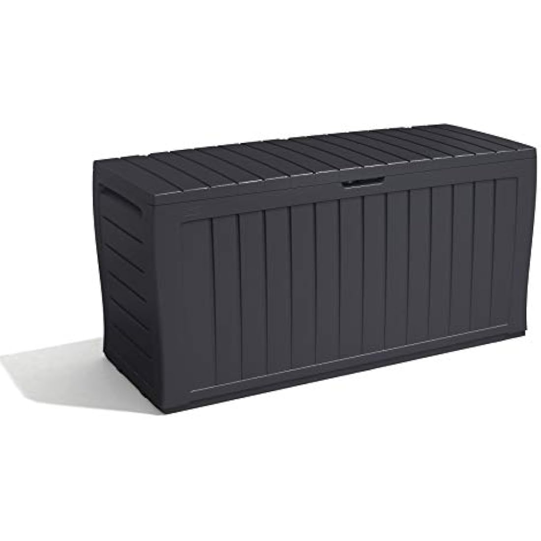 Keter Marvel+ 270L Outdoor 65% recycled Garden Furniture Storage Box Graphite Wood Panel Effect | Fade Free | All Weather Resistant | Safe and Secure | Zero Maintenance | 2 year Warranty