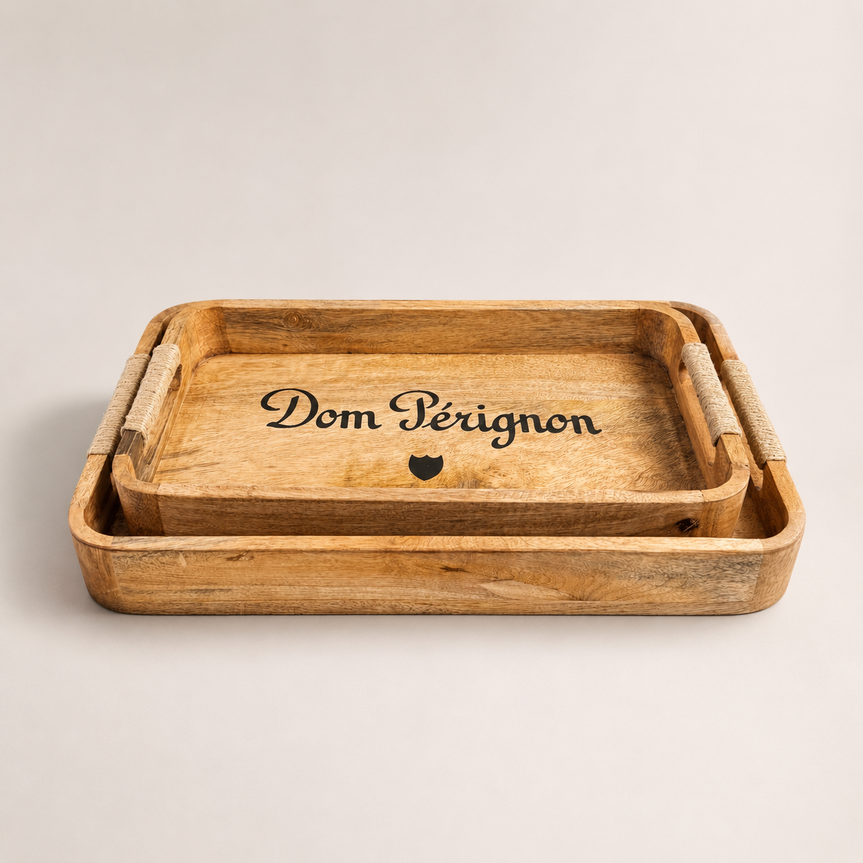 Dom Pérignon Wooden Serving Tray Set | Champagne Butler Trays