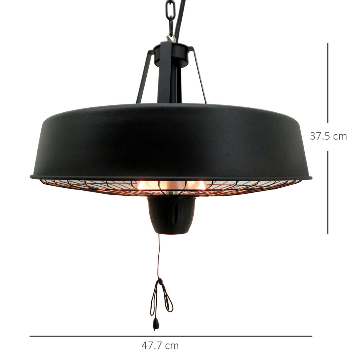 Adjustable Infrared Heater 1000/2500W Halogen Electric Light Ceiling Hanging