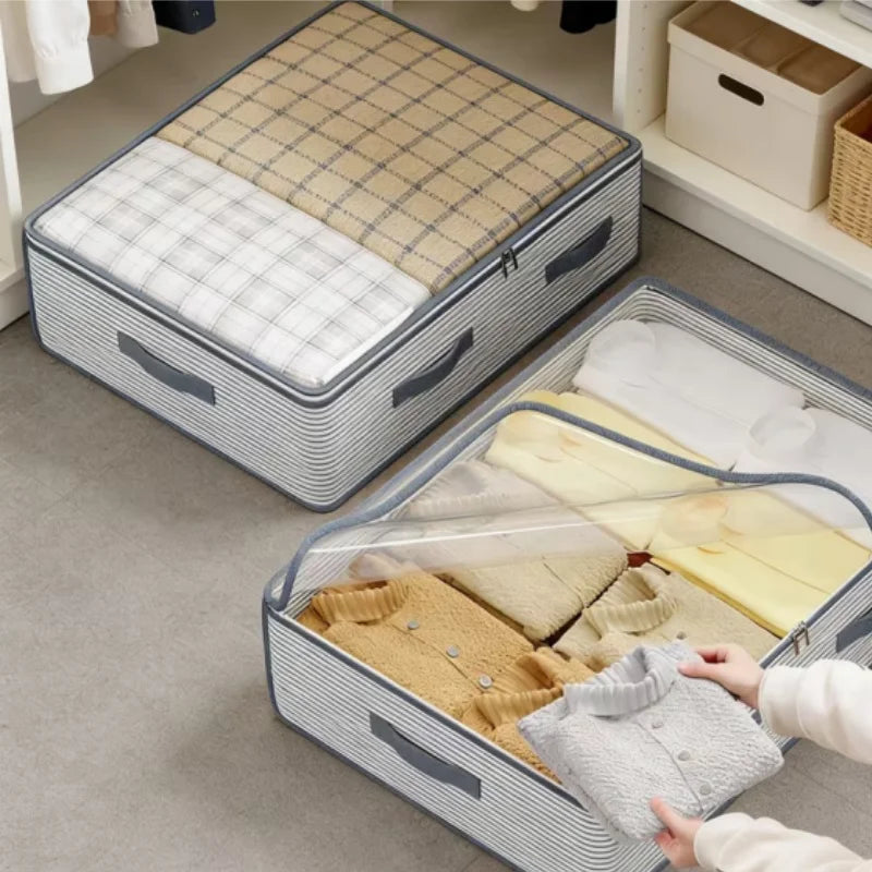 4 Pack Large Storage Organiser Bags Durable Striped Pattern Clothing Storage Bag