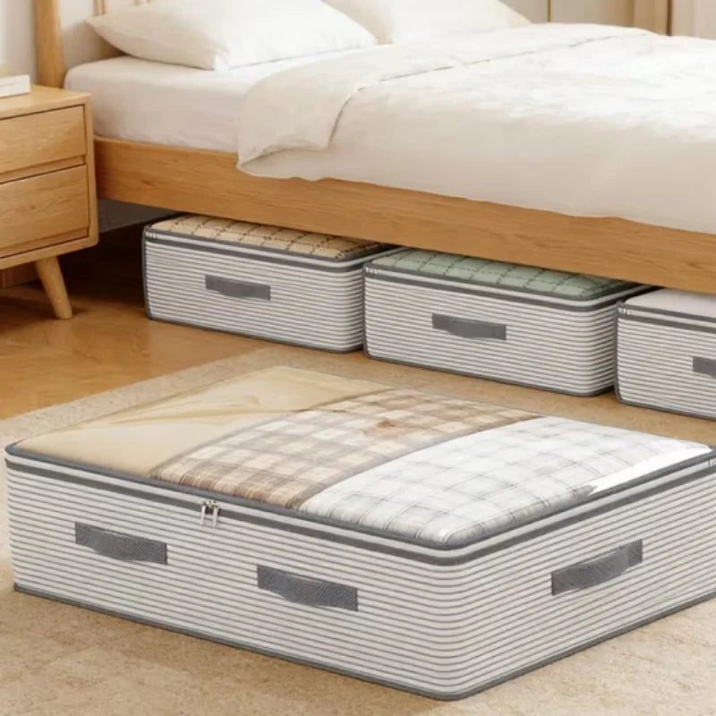4 Pack Large Storage Organiser Bags Durable Striped Pattern Clothing Storage Bag