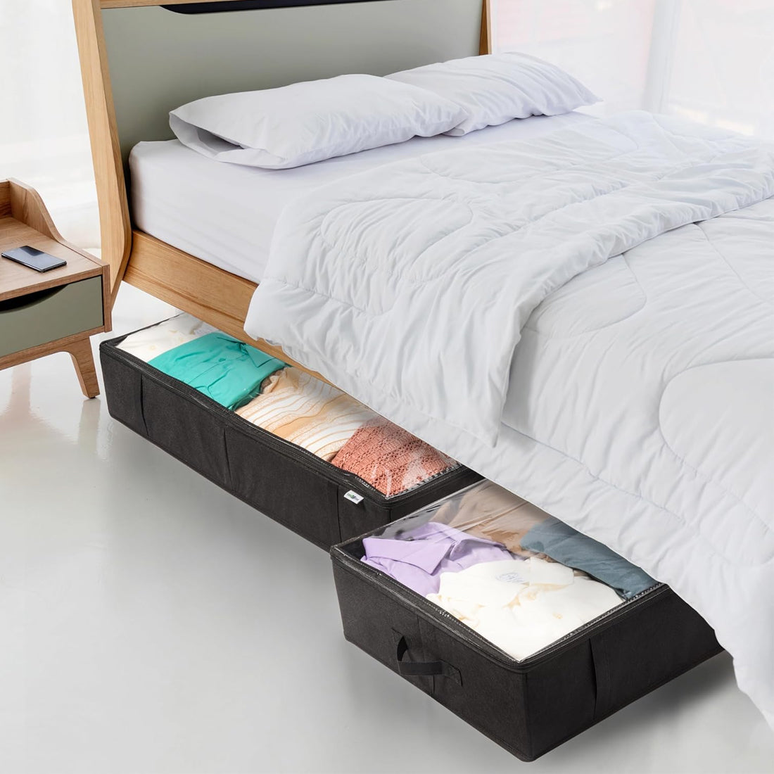 4 Pack Underbed Storage Boxes With Lids Large Under Bed Storage Bags With Zips