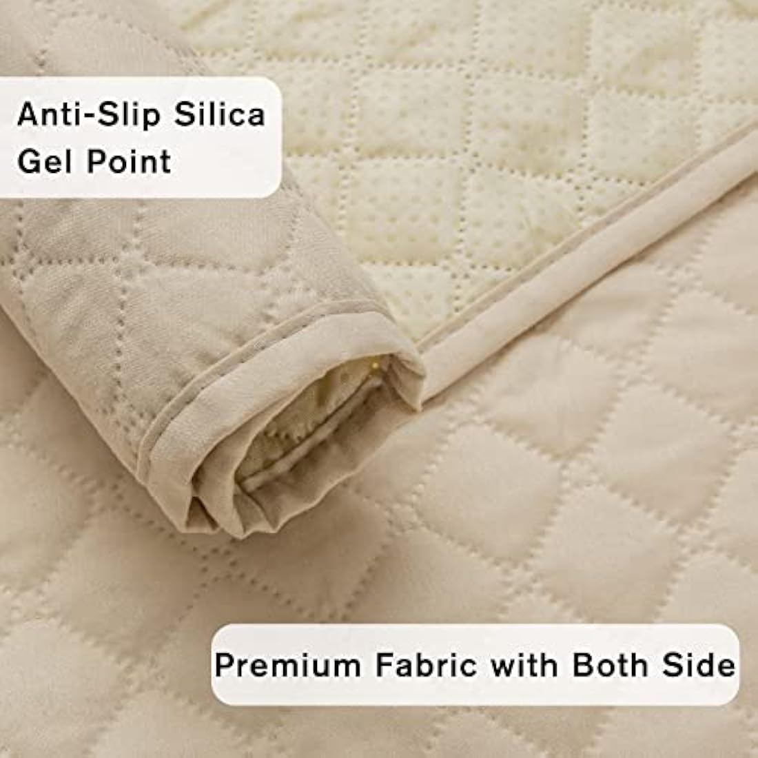 XINEAG Quilted Sofa Covers 2 Seater, Water Resistant Loveseat Covers Sofa Slipcovers with Pockets, Non Slip Sofa Cover for Dogs Pets, Washable Furniture Protector with Elastic Strap (Loveseat, Beige)