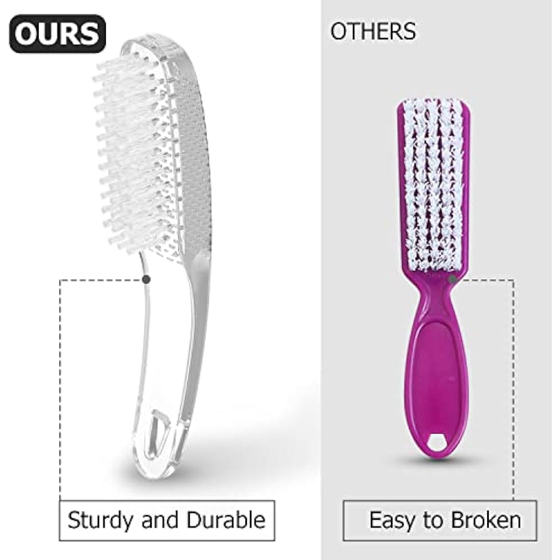 Larbois Nail Brush - Cleaning Brush for Fingernails and Toenails, Handle Grip (5 Pack)
