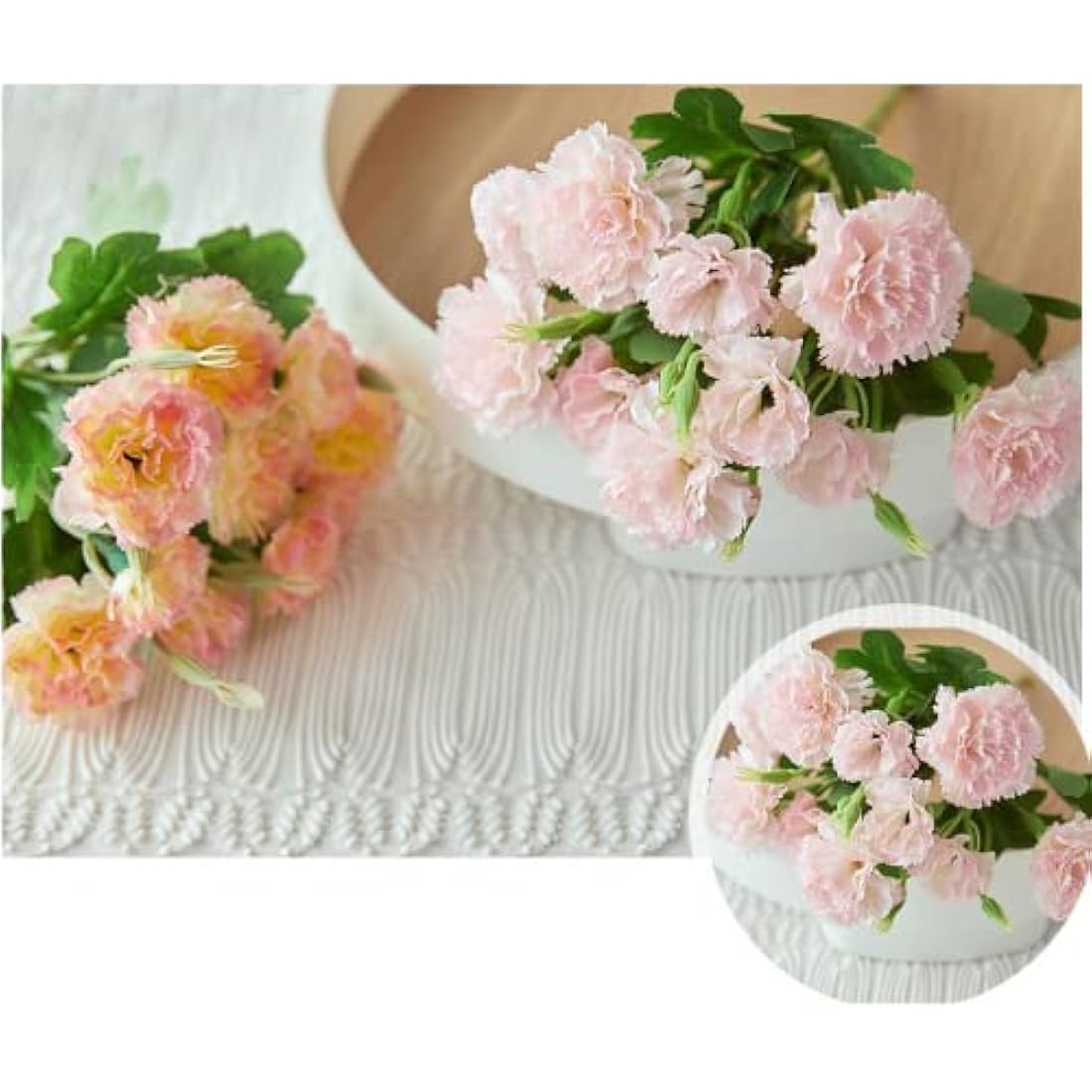 Corkwaw 40 Heads Artificial Carnations,Silk Hydrangea Bouquet Decoration Plastic Plant Suitable for Photo Props Family Party Home Decoration Bridal Wedding Bouquet Decoration (Light Pink)