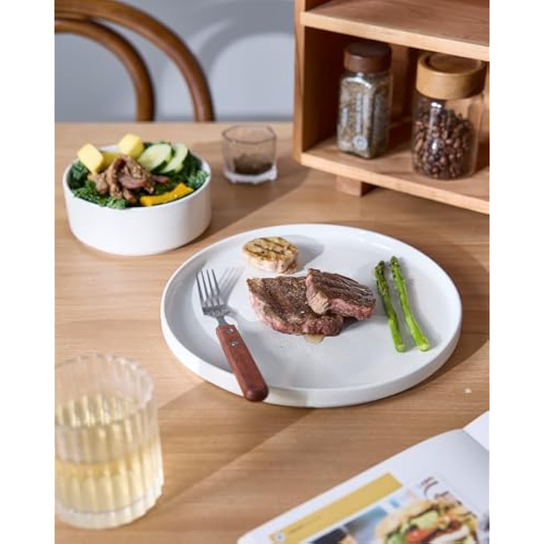 Richmount Nebula Dinner Set for 4, 12-Piece Speckled Dinnerware Stoneware Set, Scratch Resistant, Dishwasher & Microwave Safe, Dining Plates and Bowls Sets, White
