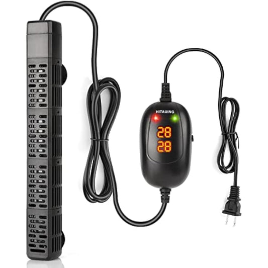 HiTauing Aquarium Heater, 50W/100W/300W/500W Submersible Fish Tank Heater with Over-Temperature Protection and Automatic Power-Off When Leaving Water for Saltwater and Freshwater