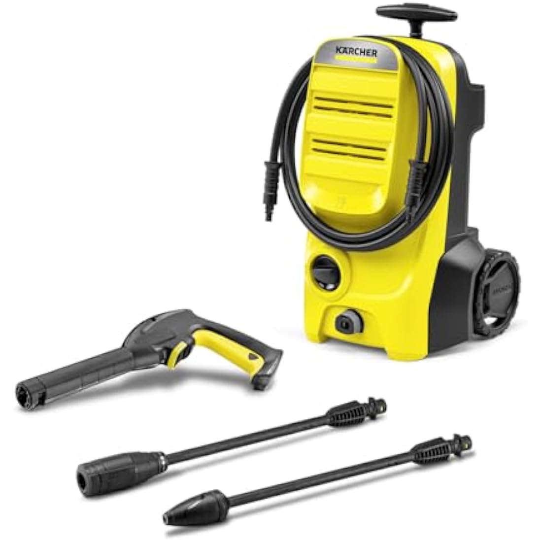 Kärcher K 4 Classic Pressure Washer, Pressure: max. 130 bar, Flow Rate: 420 l/h, Area Coverage: 30 m²/h, Water Filter, Weight: 4.6 kg, high-Pressure Hose and Gun, Dirt Blaster, Spray Lance