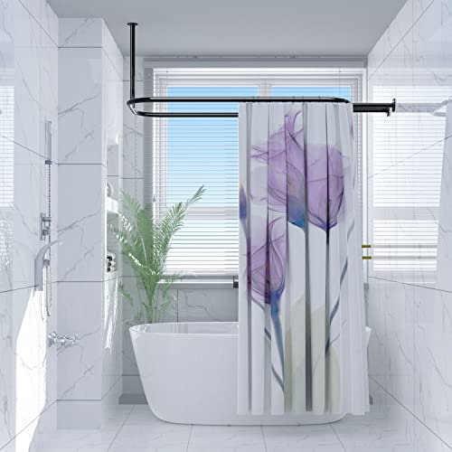 Sikaiqi Al alloy Oval Shower Curtain Rod Hoop Square Shape Bathroom 58.3"x24" Rod for Clawfoot Tub Free Standing Tubs Black
