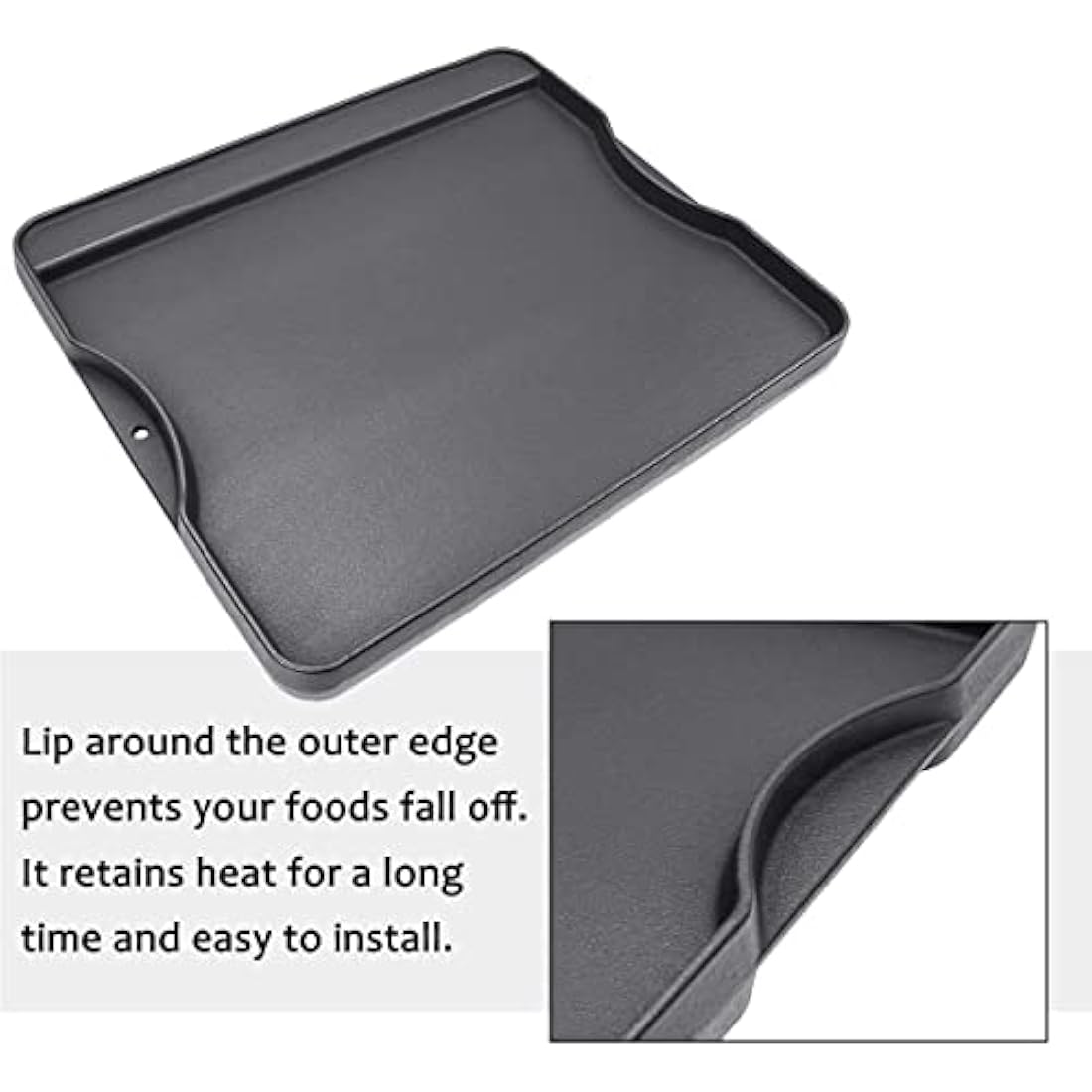 Denmay Cast Iron Griddle, 34 x 40 CM, Double-Sided Reversible Grill/Griddle Combo, Heavy Duty, Black, Rectangular, Griddle Plate for Campchef stoves