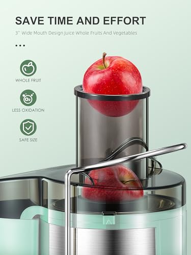 Juicer, Reemix Centrifugal Juicer Machines Whole Fruit and Vegetable, 3-inch Wide Mouth Juicer Extractor with 2 Speeds, Brush Included Easy to Clean