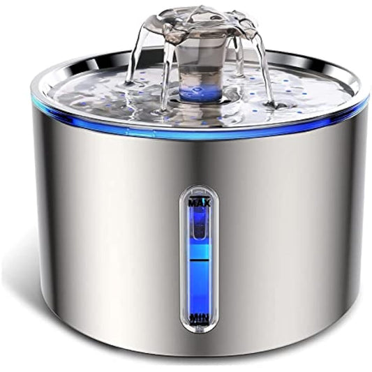 Cat Water Fountain,Water Dispenser for Cats with Water Level Window,Automatic Pet Water Fountain Super Quiet Stainless Stee