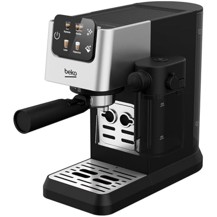 Beko CaffeExpertoTM CEP5304X Semi Automatic Espresso machine | Colour Touch Display | Integrated Milk Jug | Dual Nozzle | 15 Bar pressure | Silver | Easy cleaning