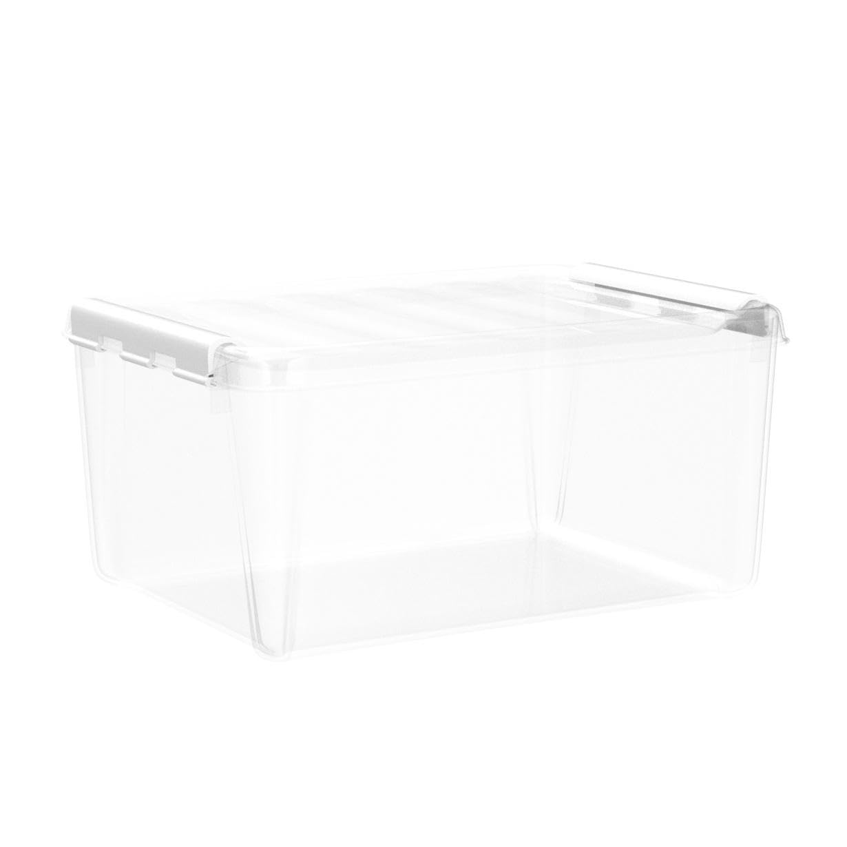 SmartStore 14L Plastic Storage Boxes with Lids - Set of 10 - Transparent - Stackable and Nestable - 10 Year Guarantee- Food Safe and BPA Free -White