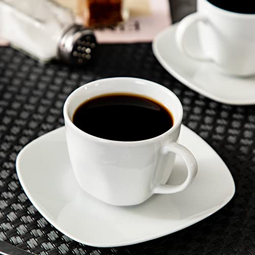 MALACASA, Series Elisa, 12-Piece Ivory White China Porcelain Drinkware Coffee Set with 6-Piece Cups and 6-Piece Saucers, Service for 6